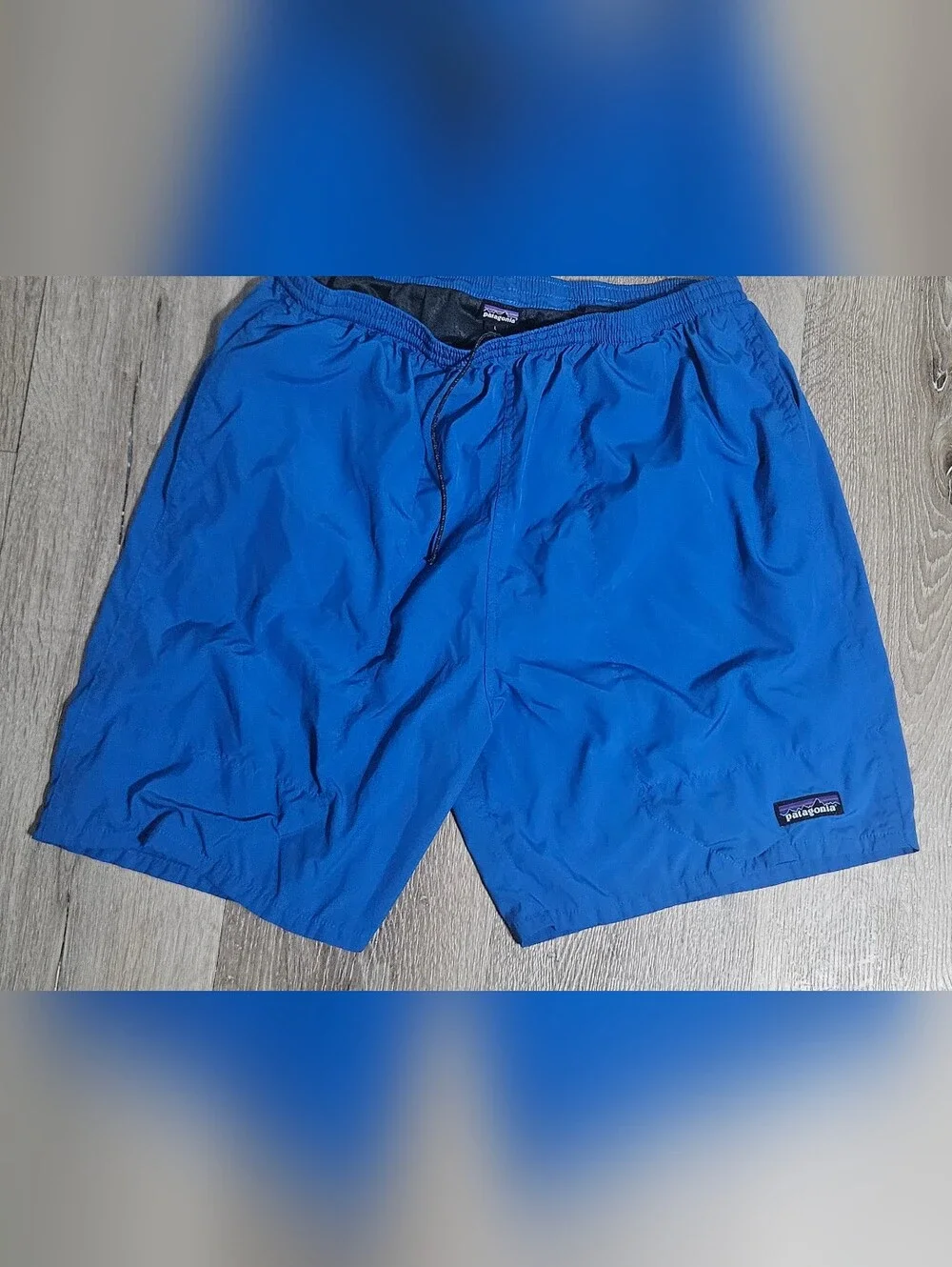Patagonia Baggies Swim Trunks Mens size M Blue Drawstring Mesh Lined